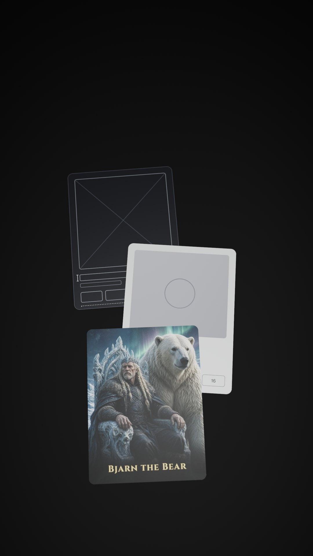 A King card shown from wireframe to finished design