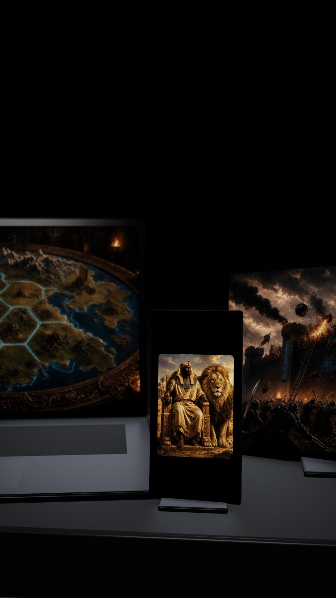 Ancient Empires key art on a laptop, tablet and phone