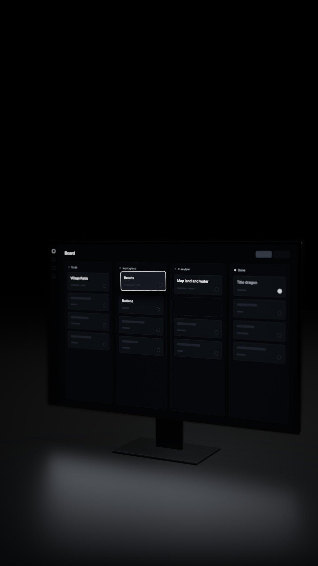A product board with game features moving from to-do to done